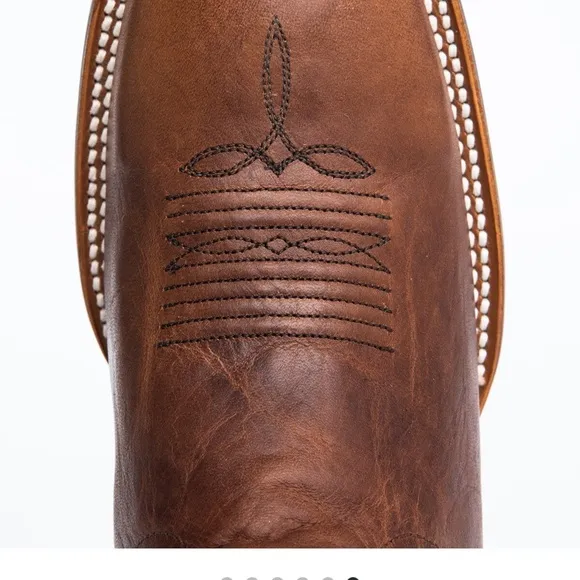 Rank 45Brown and Blue Heeled Boots with Western Design