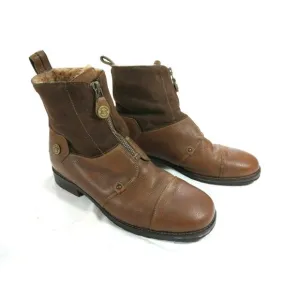 Rare COLE HAAN Ankle Boots 8 B in Brown Suede Zip