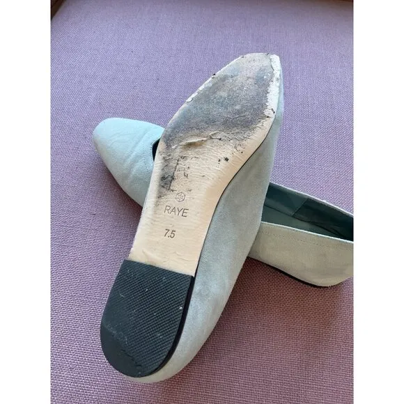 RAYE Lucila Flats in Light Blue Suede 7.5 Womens Leather Shoes