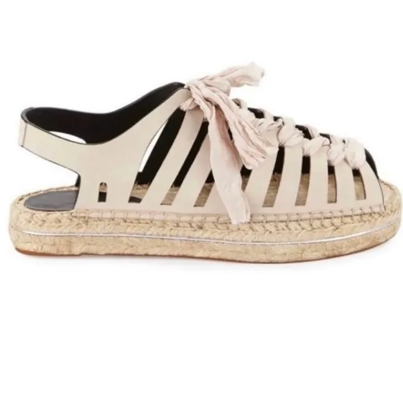 REBECCA MINKOFF 'Gemma' EspadrilleLace-Up Wedge Sandals, cream