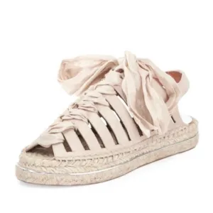 REBECCA MINKOFF 'Gemma' EspadrilleLace-Up Wedge Sandals, cream