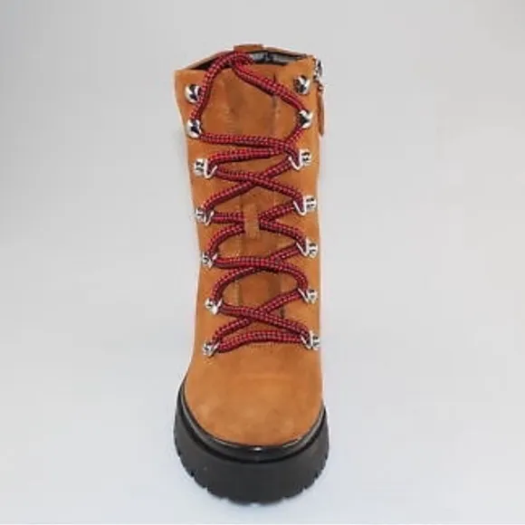 Rebecca Minkoff Maihlo Saddle Brown Suede Lace Up Platform boots 6.5