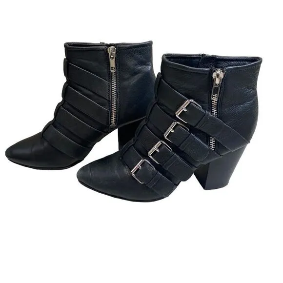 Rebecca Minkoff Womens Audrey Ankle Boots Booties Black Leather.size 6