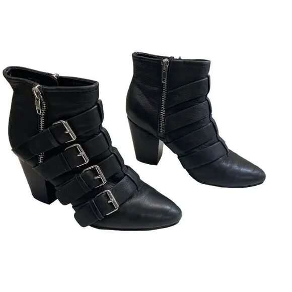 Rebecca Minkoff Womens Audrey Ankle Boots Booties Black Leather.size 6