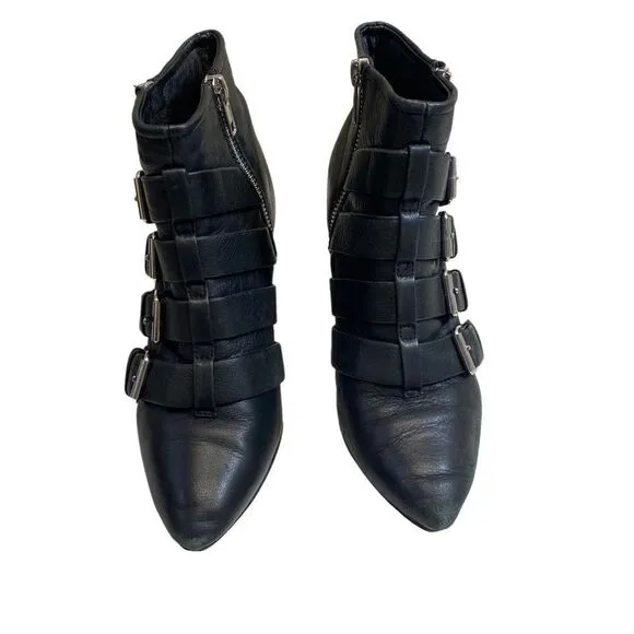 Rebecca Minkoff Womens Audrey Ankle Boots Booties Black Leather.size 6