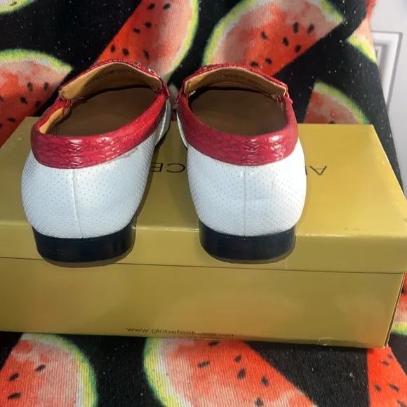 Red and White mens Loafers