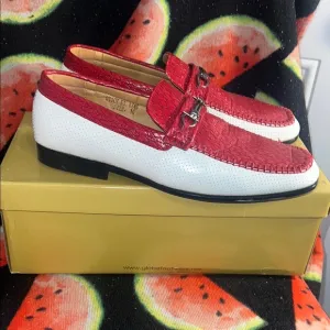 Red and White mens Loafers