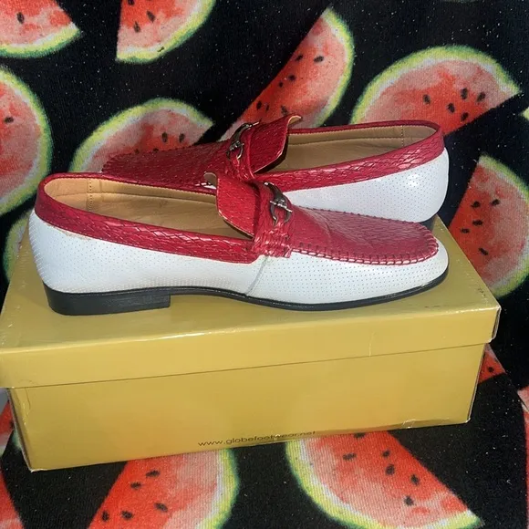 Red and White mens Loafers