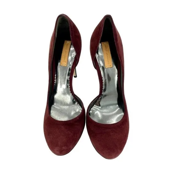 Reed Krakoff Pumps Burgundy Suede Leather Platform Heels Shoes 37.5 EU New