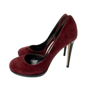 Reed Krakoff Pumps Burgundy Suede Leather Platform Heels Shoes 37.5 EU New