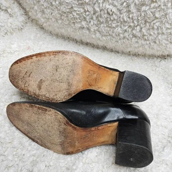 Reed Krakoff Womens Black‎ Leather Round Toe Block Heel Oxford Shoes sz 38