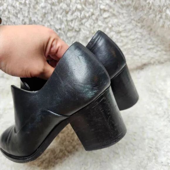 Reed Krakoff Womens Black‎ Leather Round Toe Block Heel Oxford Shoes sz 38