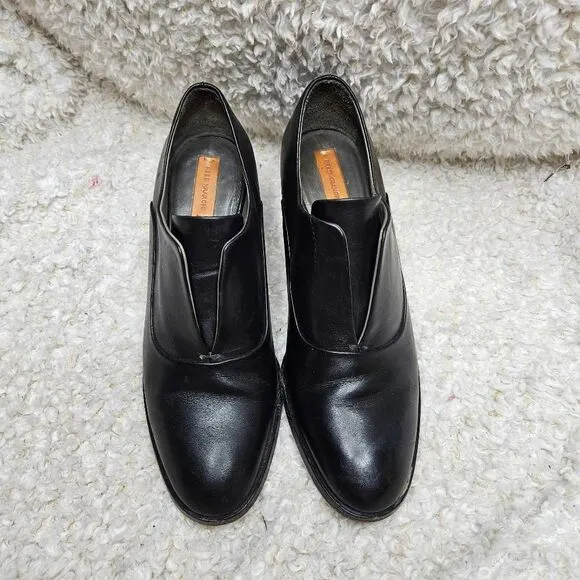 Reed Krakoff Womens Black‎ Leather Round Toe Block Heel Oxford Shoes sz 38