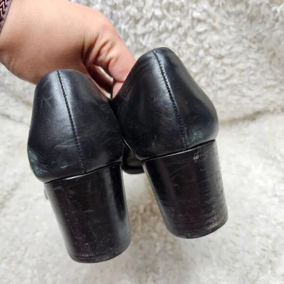 Reed Krakoff Womens Black‎ Leather Round Toe Block Heel Oxford Shoes sz 38