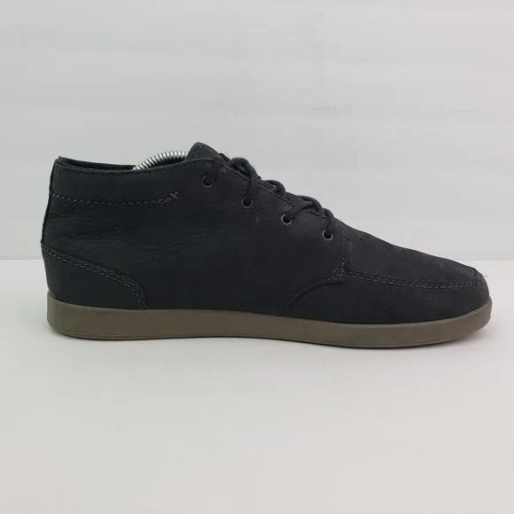 Reef Spiniker Mid NB Mens Size 10.5 Black Leather Casual Sneaker Shoes RF003422