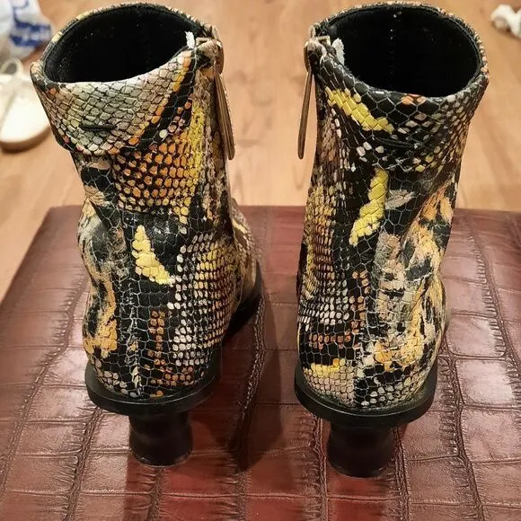 Reike Nen Womens Leather Python Ankle Boots In Multicolor Wave heel