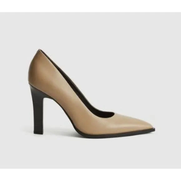 Reiss NWD ADA COURT Pointy LEATHER SHOES Nude Tan Pumps, Sz EU 40 / US 9 MP $290