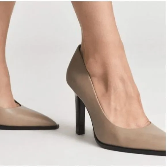 Reiss NWD ADA COURT Pointy LEATHER SHOES Nude Tan Pumps, Sz EU 40 / US 9 MP $290