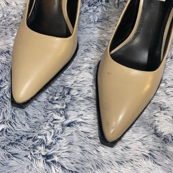 Reiss NWD ADA COURT Pointy LEATHER SHOES Nude Tan Pumps, Sz EU 40 / US 9 MP $290