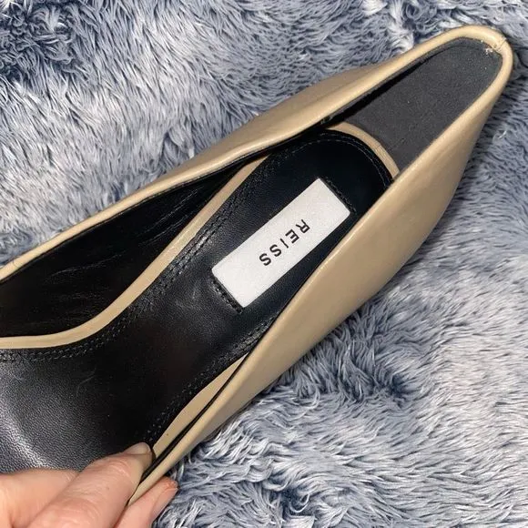 Reiss NWD ADA COURT Pointy LEATHER SHOES Nude Tan Pumps, Sz EU 40 / US 9 MP $290