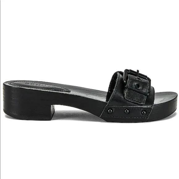 REVOLVE Schultz Leather Black Sandals S-Leona