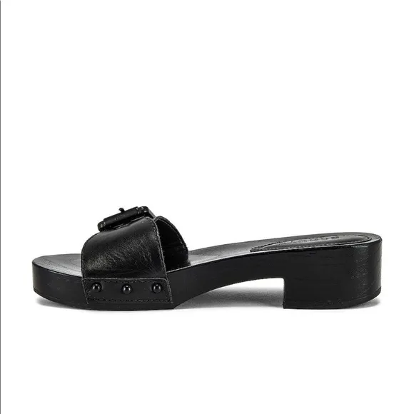 REVOLVE Schultz Leather Black Sandals S-Leona