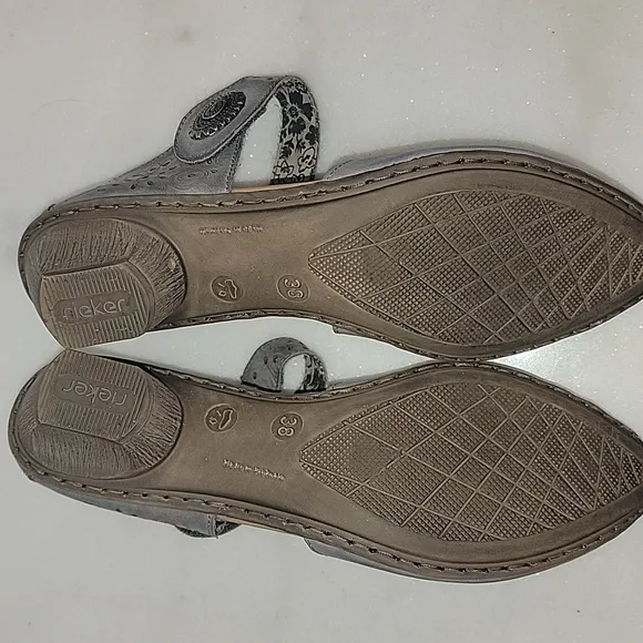 Rieker Antistress Mirjam 57 Gray Leather Mary Jane, 38