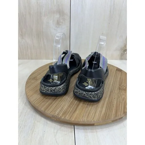 Rieker Daisy Black Leather Closed Toe Sandal Shoes Womens Size 38 US 7