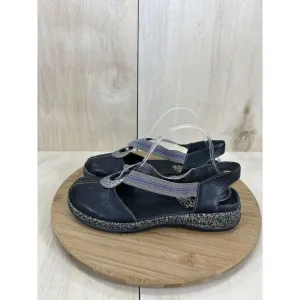 Rieker Daisy Black Leather Closed Toe Sandal Shoes Womens Size 38 US 7