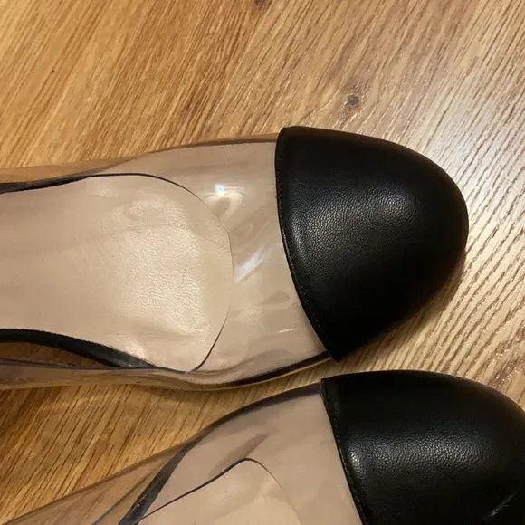 Ritch Erani NYFC / NWOT Black cap toe PVC vertigo ankle strap heel 39.5 9