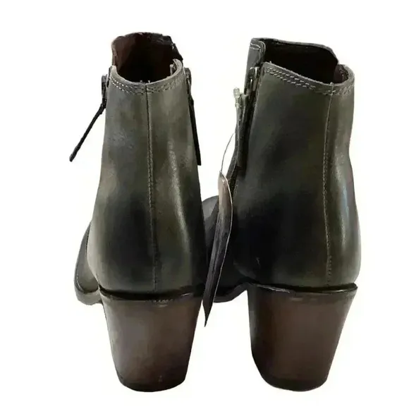 Roan By Bed Stu Boots Womens 11 Gray Lina Leather Double Zip Distressed NEW