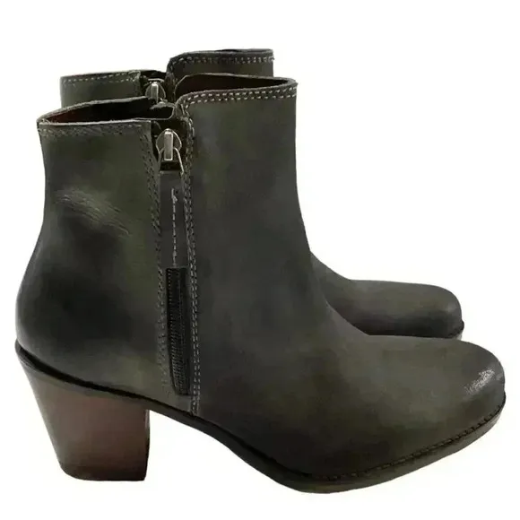 Roan By Bed Stu Boots Womens 11 Gray Lina Leather Double Zip Distressed NEW