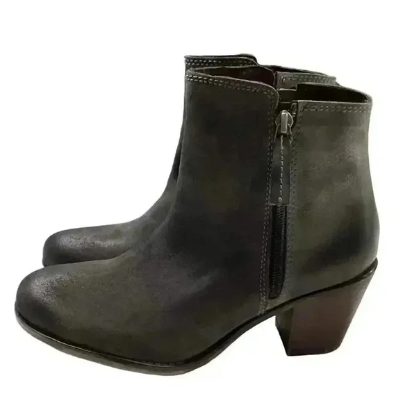 Roan By Bed Stu Boots Womens 11 Gray Lina Leather Double Zip Distressed NEW