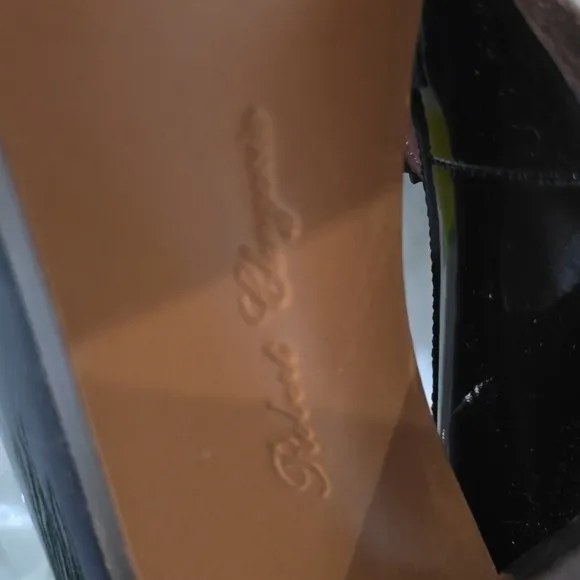 Robert Clergerie Black Patent Leather Peep Toe Shoes Size 9.5