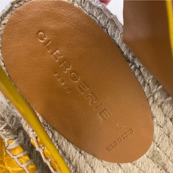 Robert Clergerie || Chaya Croc Embossed Espadrille Platform Sandals Yellow 40