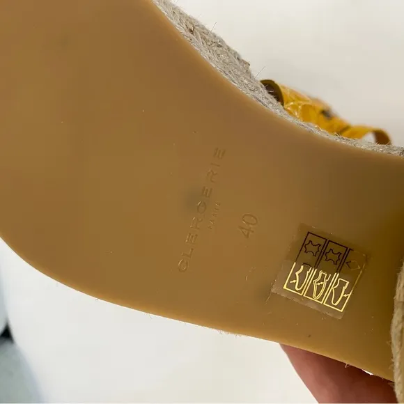 Robert Clergerie || Chaya Croc Embossed Espadrille Platform Sandals Yellow 40