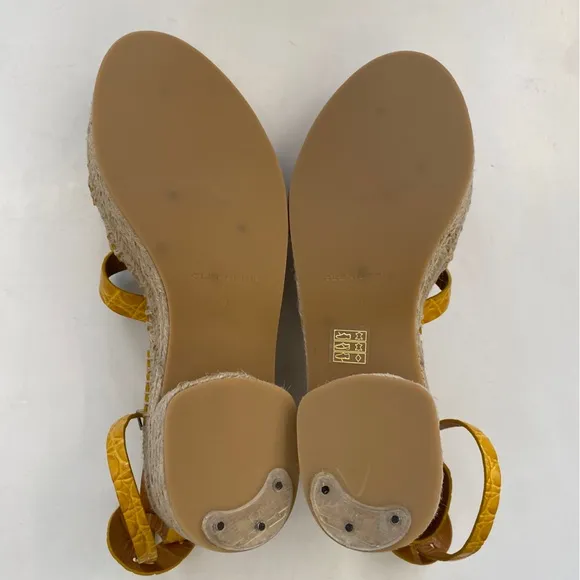 Robert Clergerie || Chaya Croc Embossed Espadrille Platform Sandals Yellow 40