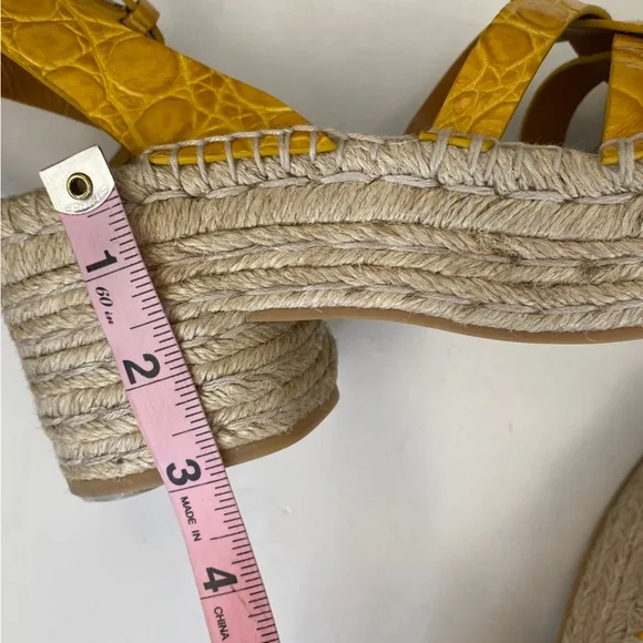 Robert Clergerie || Chaya Croc Embossed Espadrille Platform Sandals Yellow 40