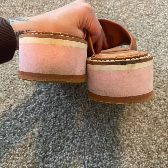 Robert Clergerie Fast Break Camel slide sandals platform