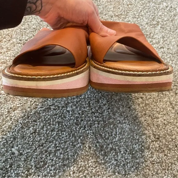 Robert Clergerie Fast Break Camel slide sandals platform