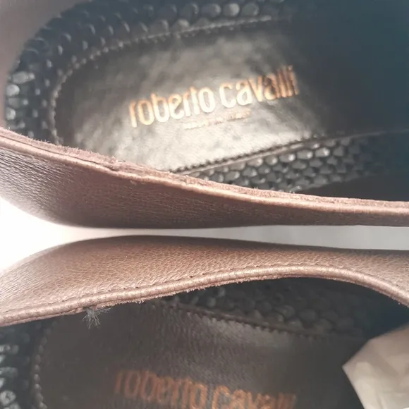ROBERTO CAVALLI Men's Leather Brown Derby Dress Shoes New Size 11