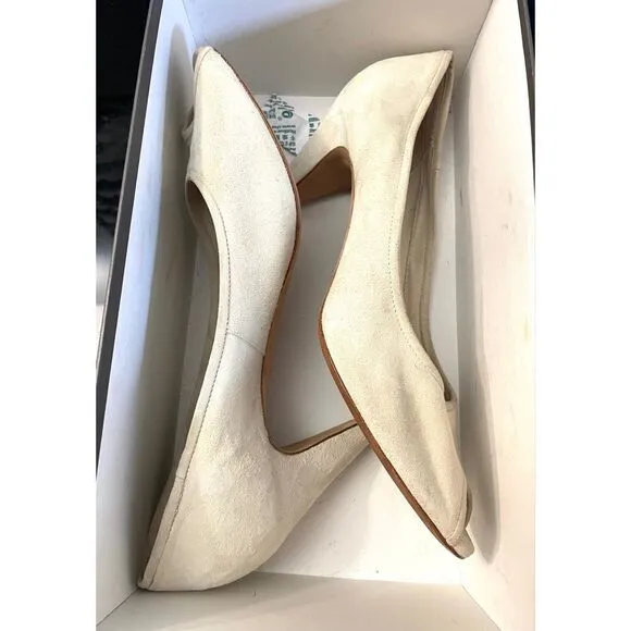 Roberto Del Carlo Panna Off White Suede Peep Toe Heels Women’s Shoes 40.5/10.5 M