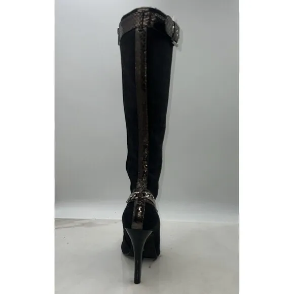 Roca Wear Boots Women's 9 Naomi Knee High Heel Buckle Gold Chain