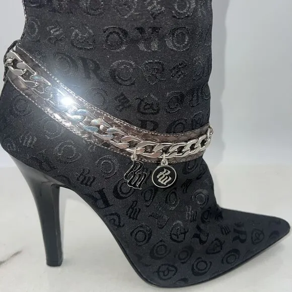 Roca Wear Boots Women's 9 Naomi Knee High Heel Buckle Gold Chain