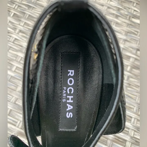 Rochas Sequin Peep Toe Sandals in Black Size 39, Retail $950, NEW