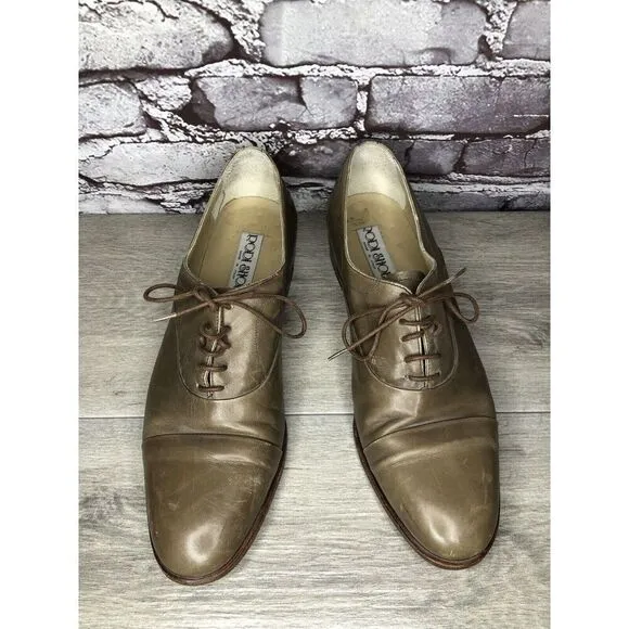 Rodi Taupe Leather Cap Toe Oxfords Lace Up Dress Shoes Men Sz 44EU/11M US