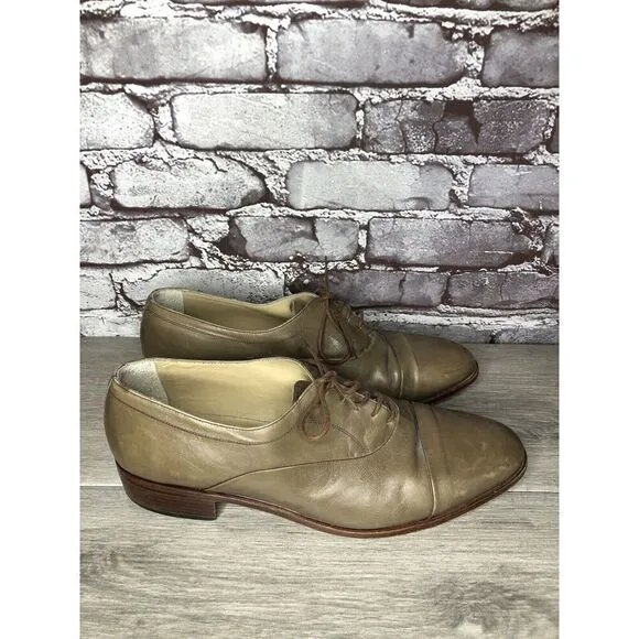 Rodi Taupe Leather Cap Toe Oxfords Lace Up Dress Shoes Men Sz 44EU/11M US