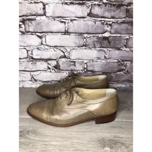 Rodi Taupe Leather Cap Toe Oxfords Lace Up Dress Shoes Men Sz 44EU/11M US