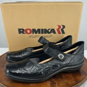 Romika Shoes Wm 41 (10) Cassie Black Leather Mary Jane Comfort Loafers