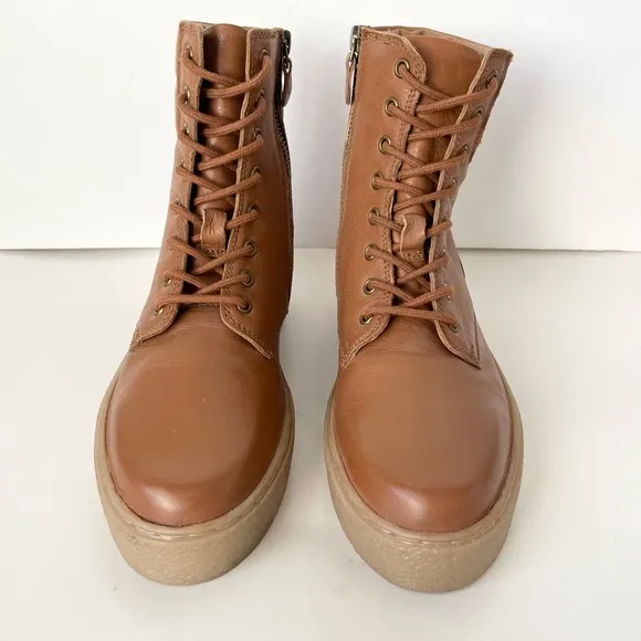 Roolee just wandering leather lace up platform boots 7 NEW